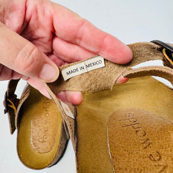 Five Worlds Women’s Size 6 Tooled Leather Comfort Sandals | Western Boho Style - Picture 13 of 14